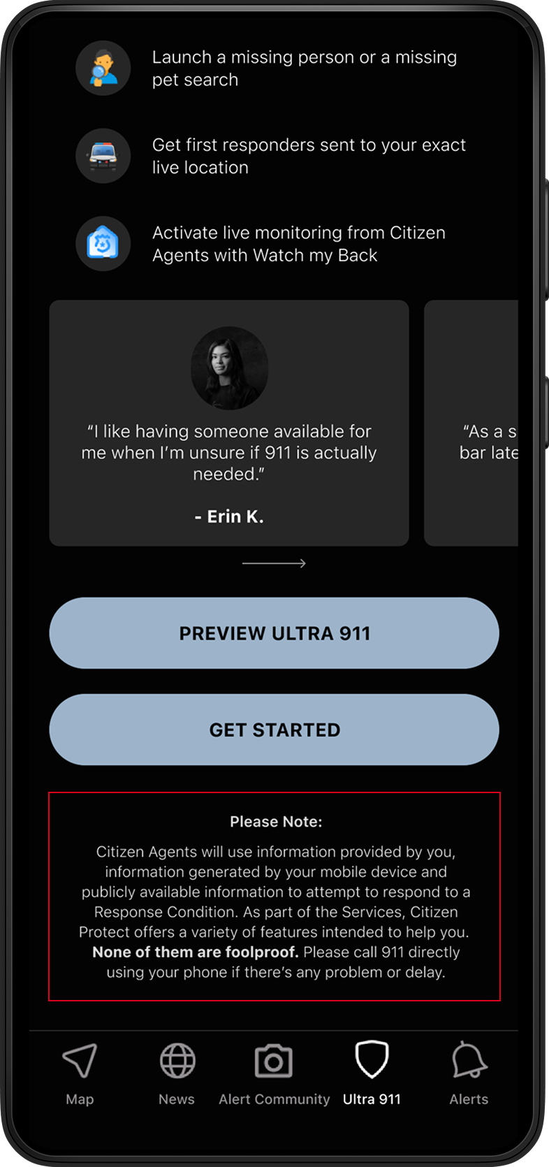 Ethical concerns prototype screen 2