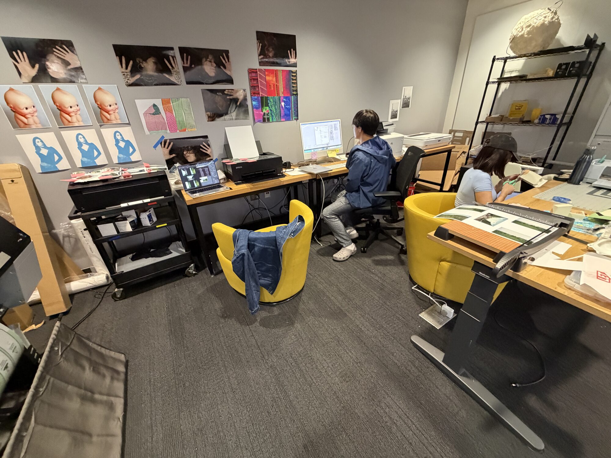 Working in the print lab with classmates