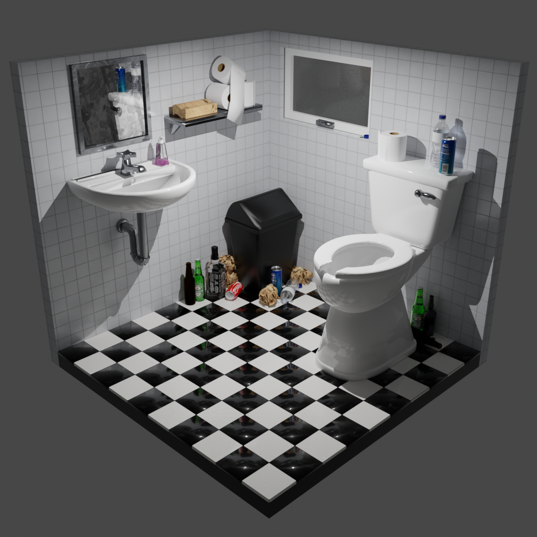 Bathroom Scene, plain lighting render