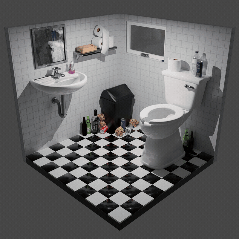 Bathroom Scene, animated turntable