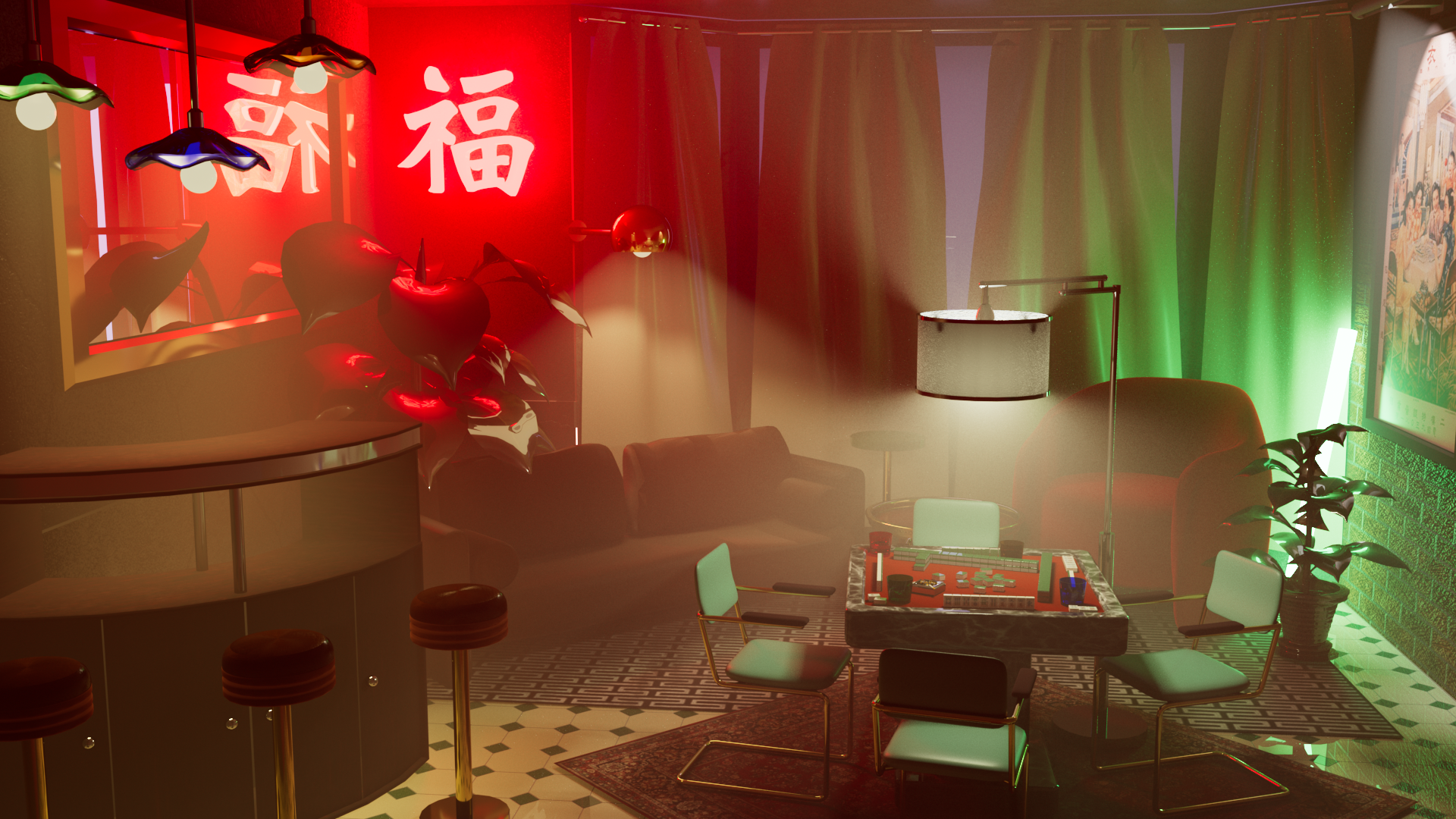 The Mahjong Room, render 1