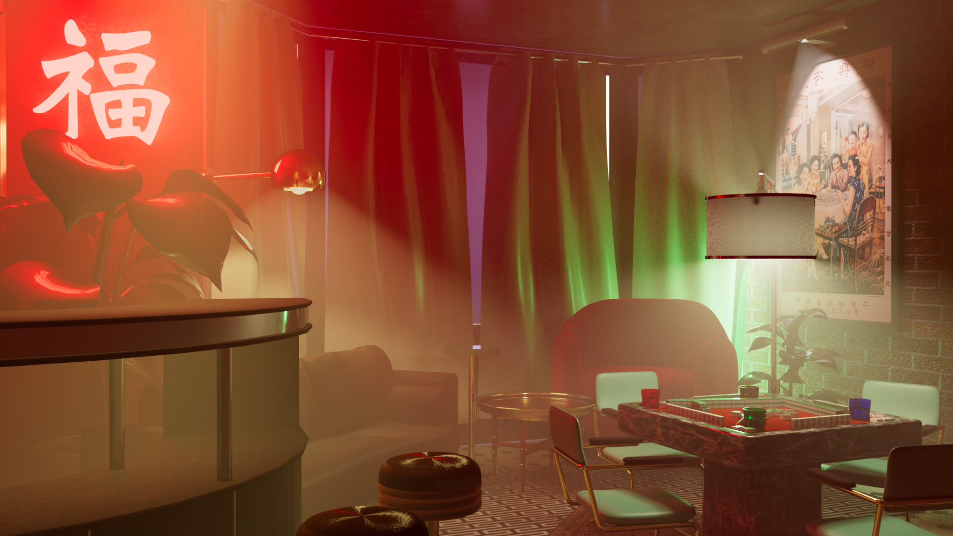The Mahjong Room, render 3