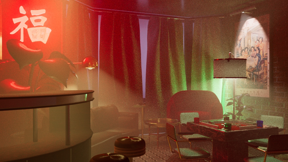 The Mahjong Room, blurry render 3