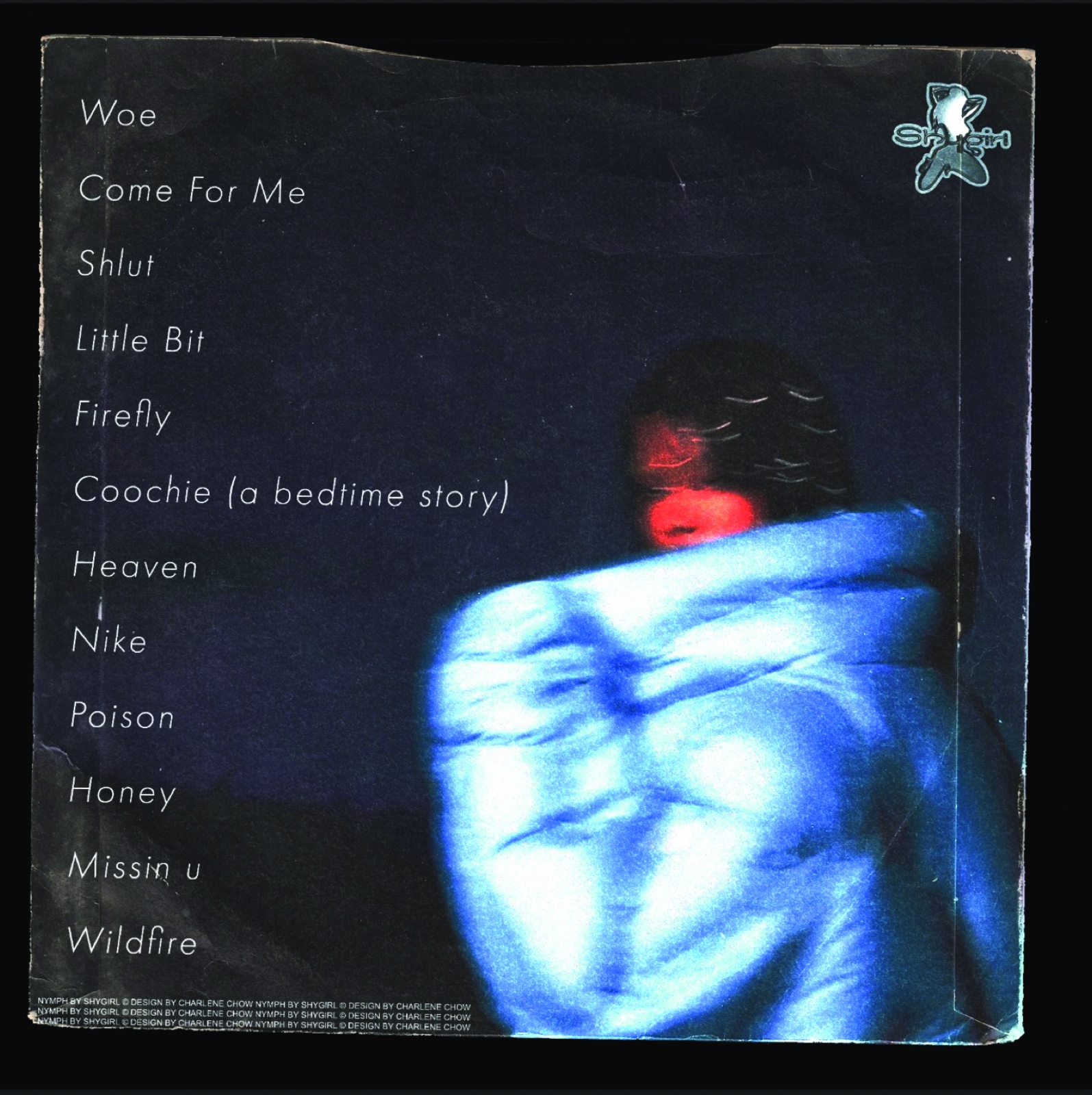 Shygirl Merchandise Mockups, vinyl back cover with tracklist