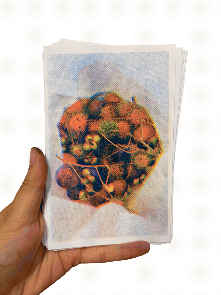 Close-up of risograph print texture and color